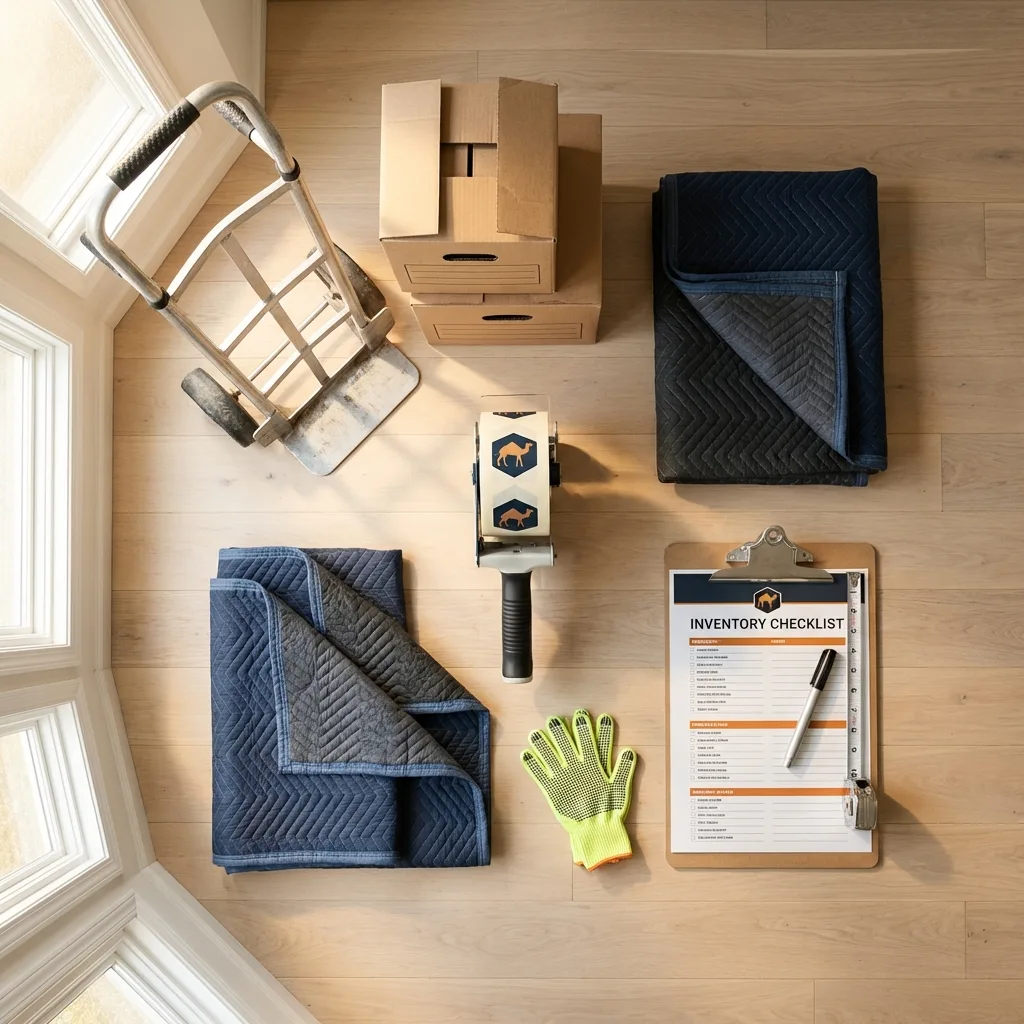 Professional moving supplies and packing materials layout for Worth residential relocations